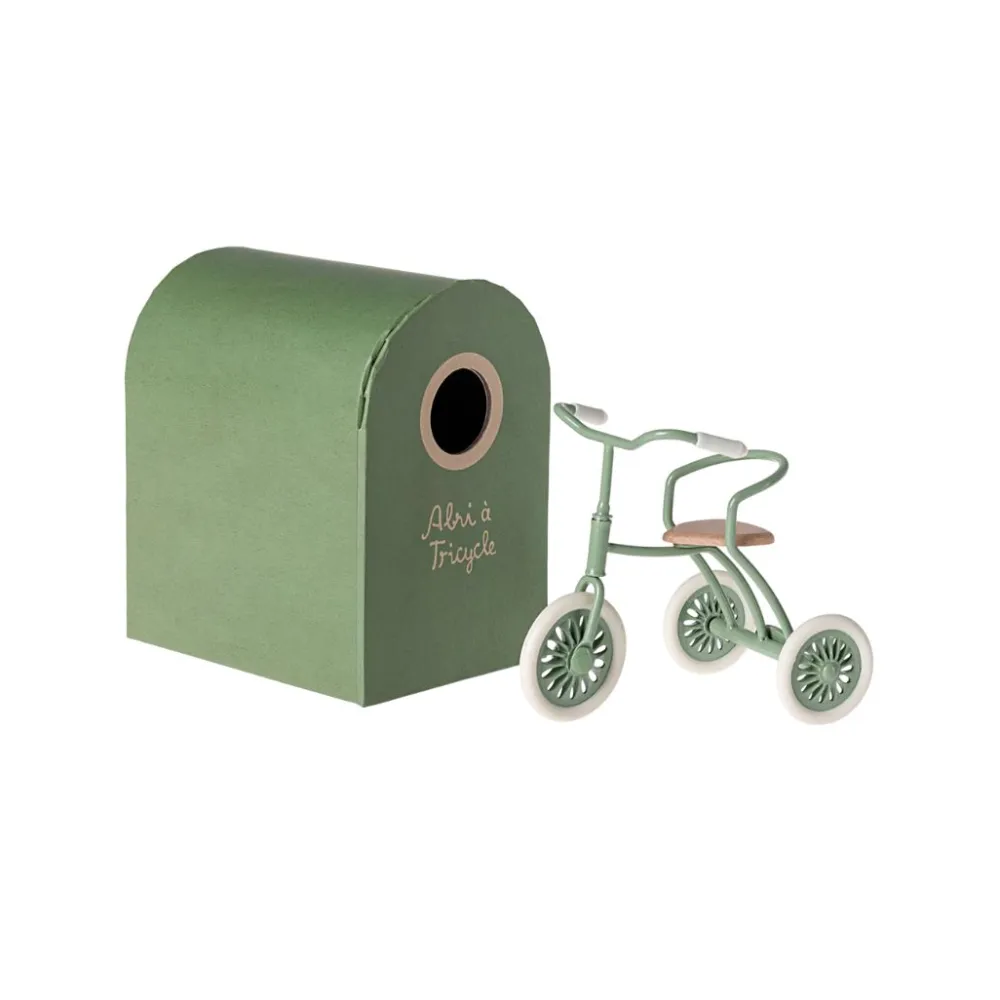 abri__tricycle_mouse_mint_0.webp Kids Maileg Doll Accessories>Abri à tricycle, Mouse Mint green –