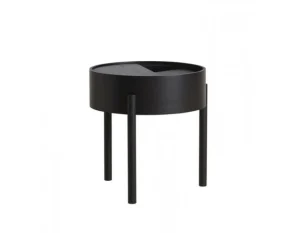 Woud Tables>Arc Side Table (42 cm), Black Painted Ash –