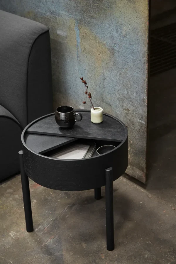 Woud Tables>Arc Side Table (42 cm), Black Painted Ash –