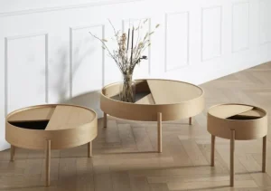 Woud Tables>Arc Side Table (42 cm), White Pigmented Lacquered Oak –