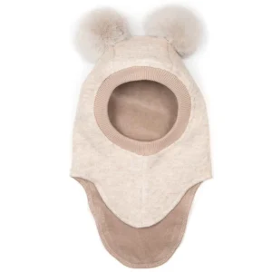 Kids/BOY Huttelihut Girl 2-8Y | Boy 2-8Y>Balaclava W. Alpaca Pompoms, Sand Melange –