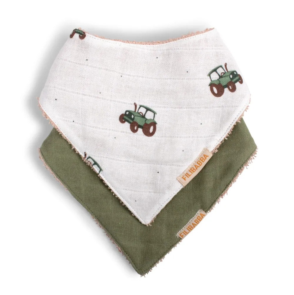 bandana_bib_pack_tractor__2.webp Kids/BOY FILIBABBA Baby Boy | Dinnertime>Bandana bib 2-pack Tractor –
