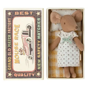 Kids Maileg Doll Accessories>Big sister mouse in matchbox, Brown –