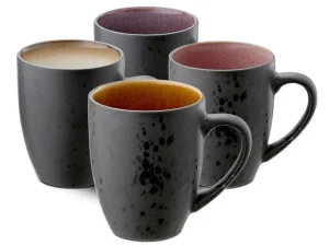 Bitz Kitchen>coffee cup stoneware 30 cl 4 pieces, black / rose mix