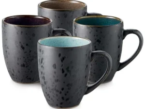 Bitz Kitchen>coffee cup stoneware 30 cl 4 pieces, black / blue mix