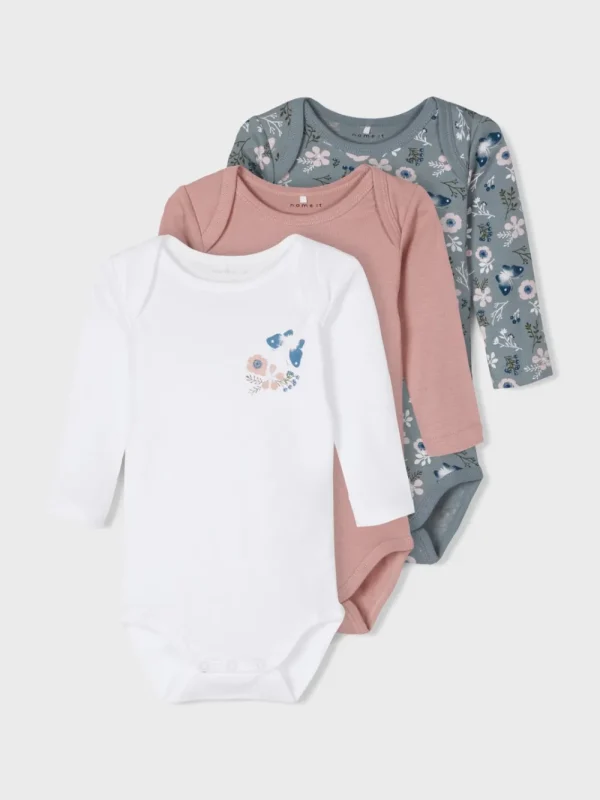 Kids Name It Baby Girl>Body 3-Pack Flowers –