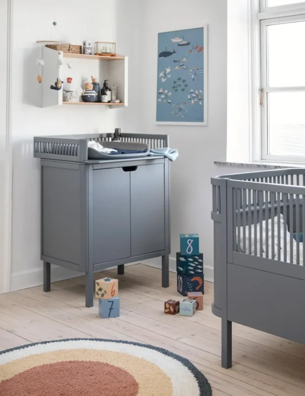 Kids Sebra Interior Kids Furniture>Changing Table, doors, classic grey – Sebra