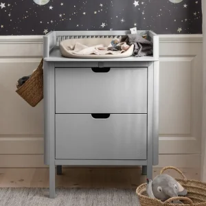Kids Sebra Interior Kids Furniture>Changing Table w. Drawers, Stone Grey – Sebra
