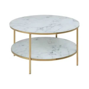 AC Design Furniture Tables>Coffee table Ø 80 x 45 cm, gold/white – AC Design