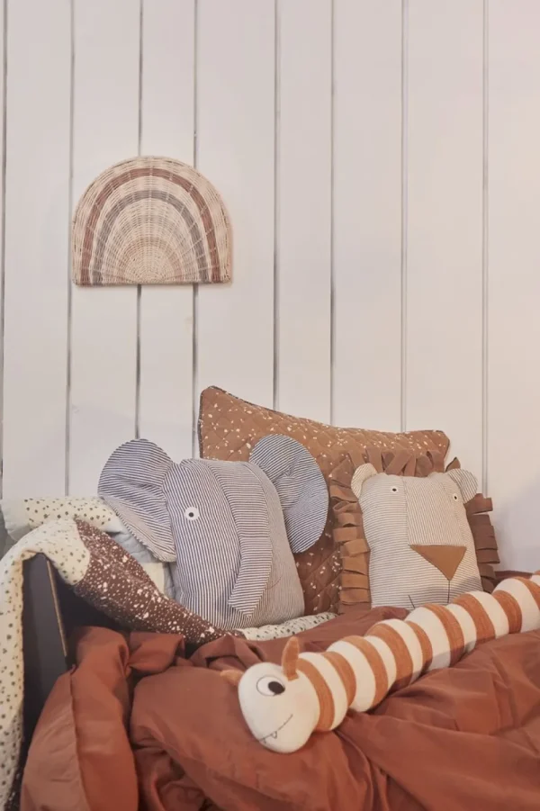 Kids OYOY Mini Cushions & Nursing Pillows>Erik Elephant Denim Cushion, Blue –