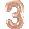 Kids Nordichaus Birthday / Party>Foil Balloon 3 Rose Gold – 86 cm