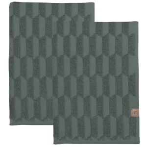 Mette Ditmer Textiles | Bathroom Textiles>GEO guest towel, 2-pack Pine green –