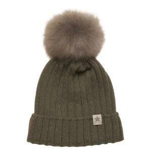Kids/BOY Huttelihut Teen Girls 8+ | Teen Boy 8+>Hat Knit w. Alpaca Pompom, Green Olive –