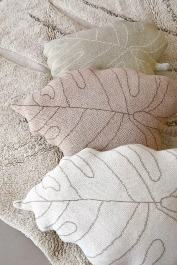 Kids Lorena Canals Cushions & Nursing Pillows>Knitted Cushion Baby Leaf Olive –