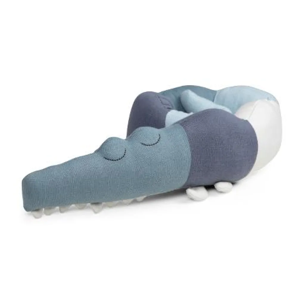 knitted_mini_cushion_slee_0.webp Kids Sebra Interior Bed Bumpers | Cuddly Toys>Knitted Mini Cushion, Sleepy Croc, powder blue – Sebra