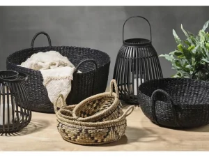 Villa Collection Candle And Holders | Outdoor>Lantern bamboo, 35 cm, black –