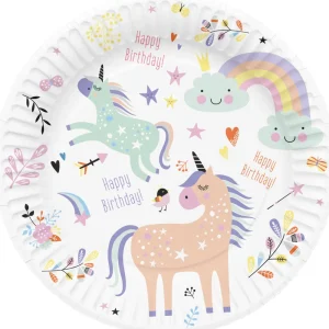 Kids Nordichaus Birthday / Party>Plates Unicorns & Rainbows 23cm – 8 pieces