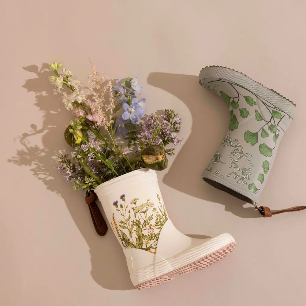 rubber_boot_beige_flowers_1.webp Kids Bisgaard Baby Girl>Rubber boot Beige, Flowers –