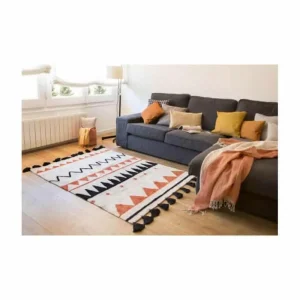 Lorena Canals Textiles>Rug Azteca Natural-Terracota –
