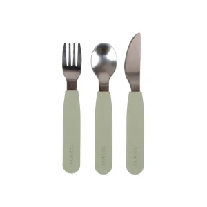 Kids FILIBABBA Dinnertime>Silicone cutlery set Green –