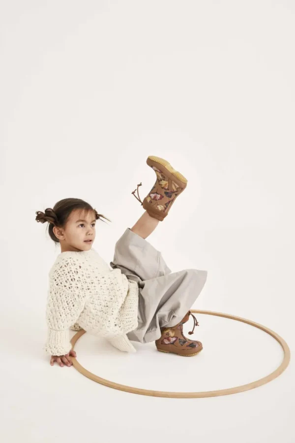 Kids Bisgaard Baby Girl>Thermo Rubber Boots, Camel Flowers –