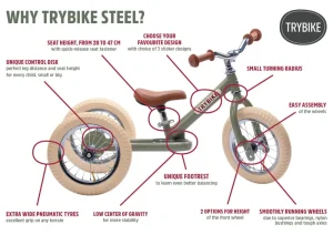 Kids Trybike Outdoor Toys | Christmas Toys>steel 2-in-1, Vintage Matt Green 3 wheeler –