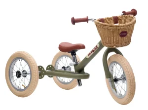 Kids Trybike Outdoor Toys | Christmas Toys>steel 2-in-1, Vintage Matt Green 3 wheeler –