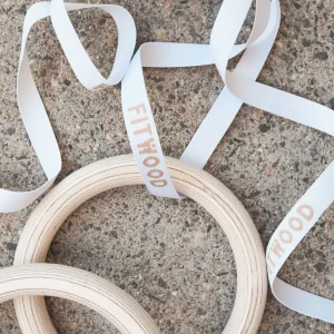 Kids Fitwood of Scandinavia Wooden Toys | Balance Toys>Ulpu Mini Gym Rings, Birch with white straps – Fitwood