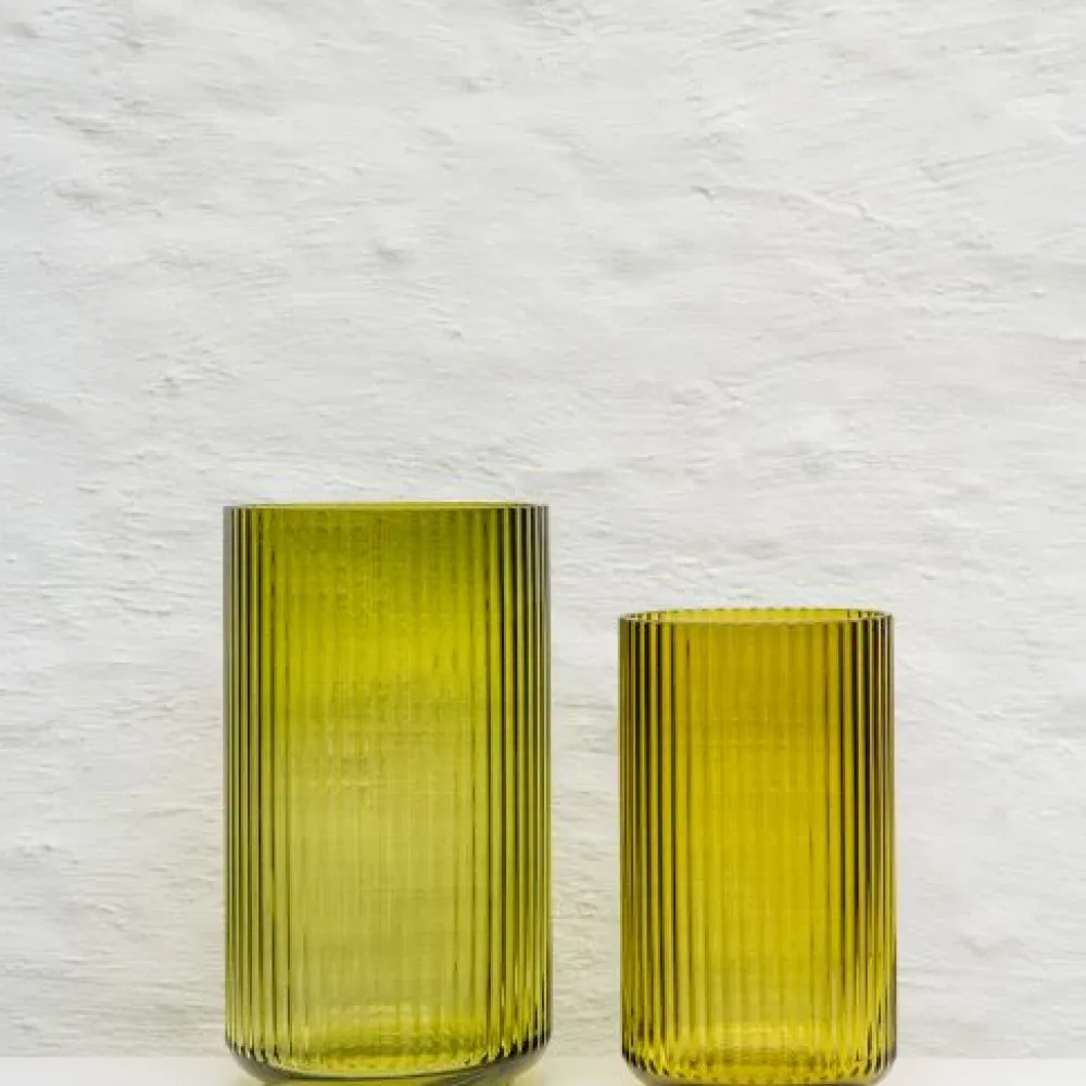 vase_h_olive_green_glass__1.webp Lyngby Porcelain Easter Decorations | Ceramics And Vases>Vase H31 Olive Green Glass – Lyngby