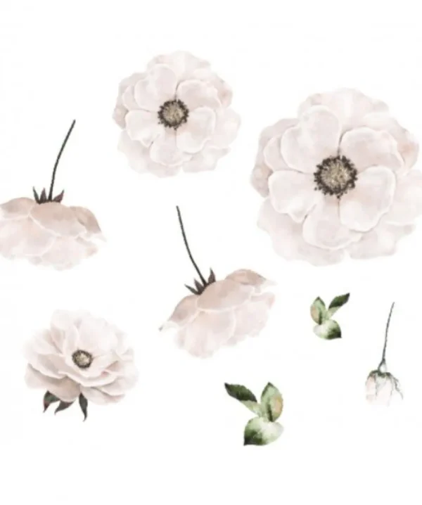 Kids That's Mine Wallstickers>Wallsticker Poppy flower, White – That’s Mine