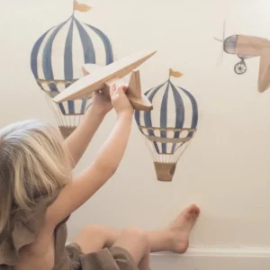 Kids That's Mine Wallstickers>Wallsticker Retro air balloon large, Blue – That’s Mine