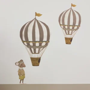 Kids That's Mine Wallstickers>Wallsticker Retro air balloon large, Brown – That’s Mine