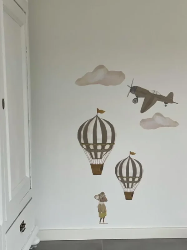 Kids That's Mine Wallstickers>Wallsticker Retro air balloon large, Brown – That’s Mine