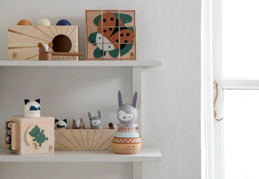 wooden_activity_cube_wood_1.webp Kids Sebra Interior Wooden Toys | Baby Toys>Wooden Activity Cube, Woodland – Sebra