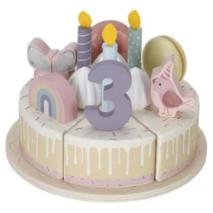 Kids Little Dutch Wooden Toys | Play Food>Wooden birthday cake Pink, 26-pcs –